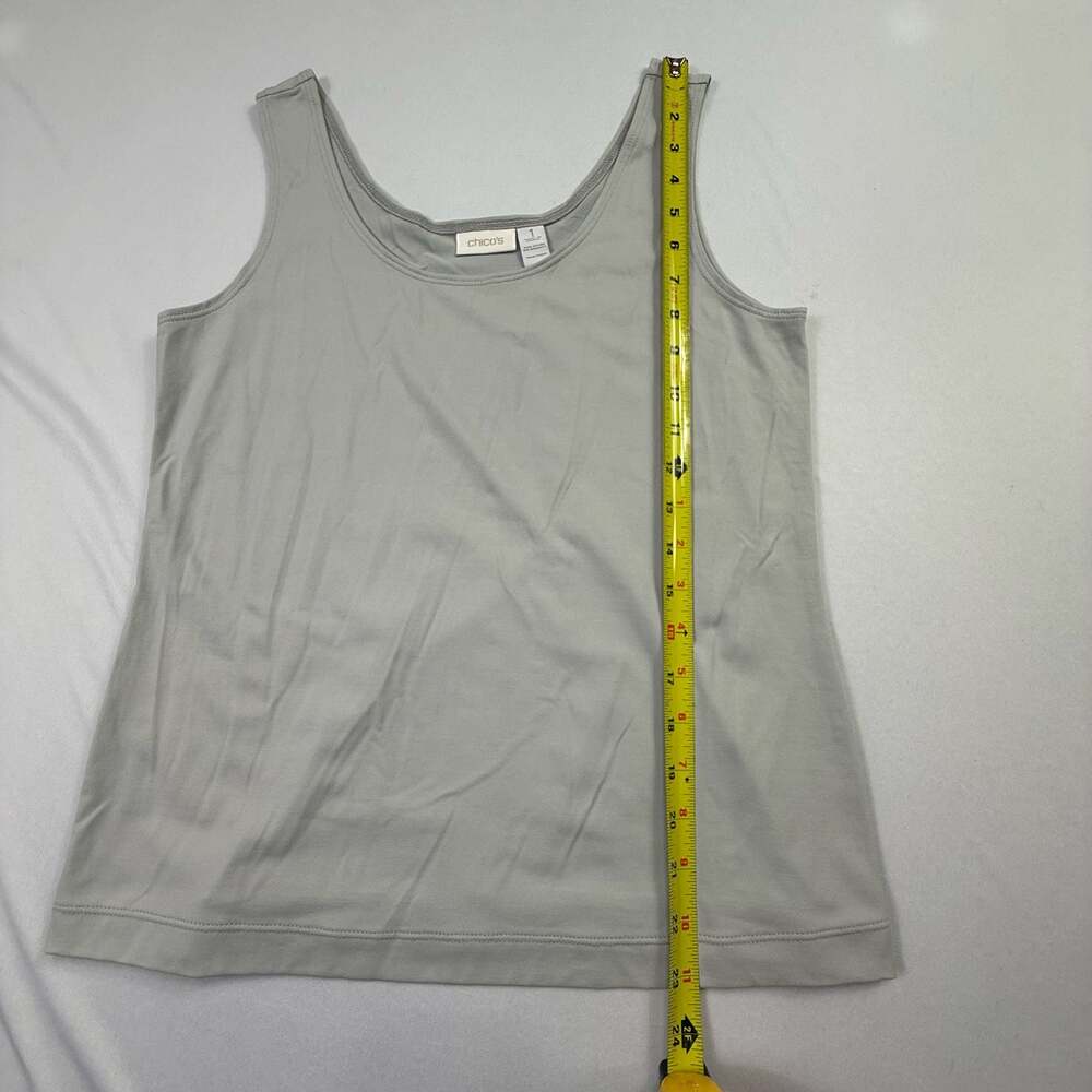 Chico's Microfiber Tank Top Size 1 Grey Sleeveless Scoop Neck Camisole - Picture 3 of 7